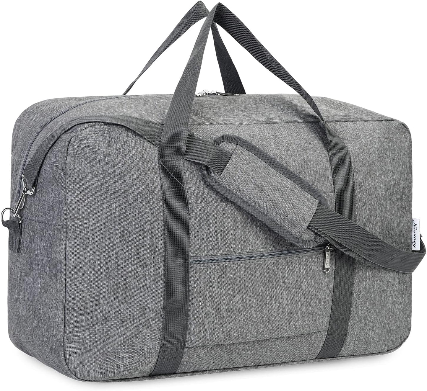 For Spirit Airlines Personal Item Bag 18x14x8 Foldable Travel Duffel Bag Tote Duffle Carry on Luggage for Women and Men 30L (Grey (With Shoulder Strap))