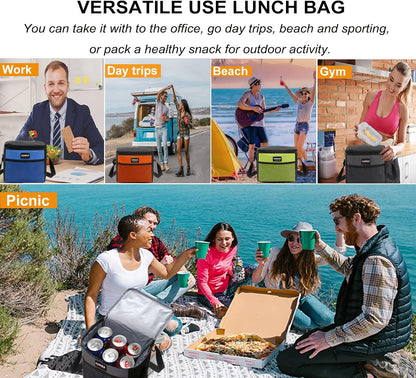 6 Can/5L Lunch Bag for Women Men Portable Lunch Box Small Cooler Bag Soft Collapsible Reusable Insulated Lunch Tote for Everyday Work Travel (Orange)