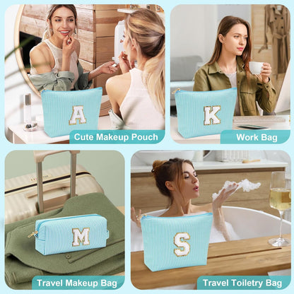 YOOLIFE Makeup Bag for Women - Personalized Initial Cute Makeup Pouch Make Up Case for Girlfriend Bridesmaid Wife | Cosmetic Travel Toiletry Bag for Friend Female | Birthday Gift for Her Mom Z