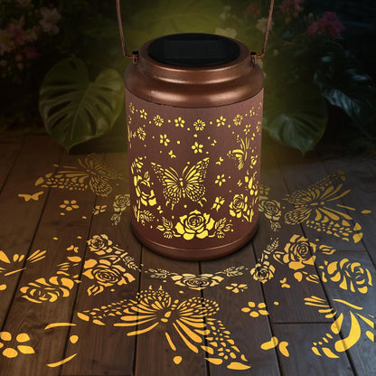 Solar Lanterns Outdoor Waterproof, Outdoor Waterproof Butterfly Garden Decorative Lights, Courtyard and Backyard Lights, Porch Metal Solar Decorations