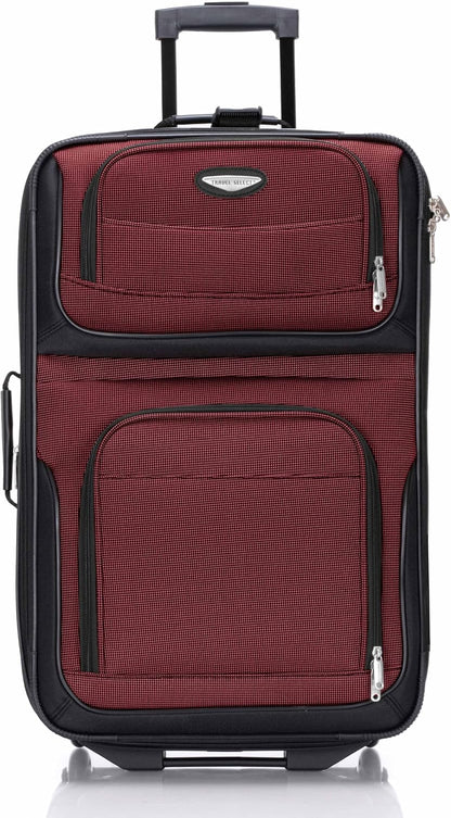 Travel Select Amsterdam 8-Piece Softside Expandable Luggage Set, Lightweight 2-Wheel Suitcases with Packing Cubes & Travel Tote, Durable Polyester Construction, Burgundy