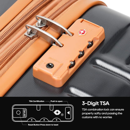 GinzaTravel Luggage Sets 3-Piece Expandable Suitcases with Wheels PC+ABS Durable Hardside Luggage sets TSA lock