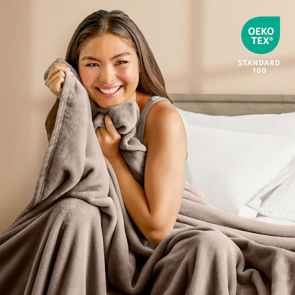 Bare Home Fleece Blanket - Twin/Twin Extra Long - Ultra-Soft Lightweight for Bed, Sofa, and Couch - Luxury Microplush - Cozy Warm Blanket (Twin/Twin XL, Taupe)