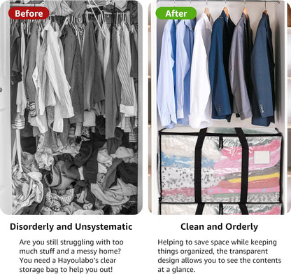 Moving Bags Heavy Duty Extra Large, Alternative for Moving Boxes & Moving Supplies,Clear Storage Bins with Lids, Plastic Packing Tote, Storage Bags for Clothes with Handles & Zippers(Clear, 8 Pack)