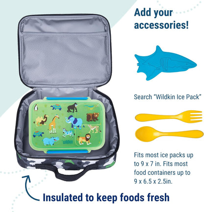 Wildkin Kids Insulated Lunch Box – Durable and Reusable for School & Travel - Green Camo