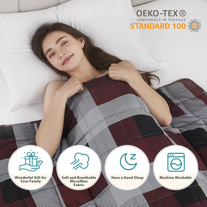 L'AGRATY Weighted Blanket - 48"x72" 20lbs Cooling Breathable Heavy Blanket Microfiber Material with Glass Beads for Adult All-Season Summer Fall Winter Soft Thick Comfort