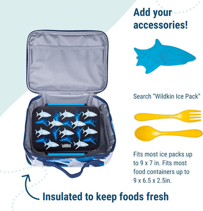 Wildkin Kids Insulated Lunch Box – Durable and Reusable for School & Travel - Sharks