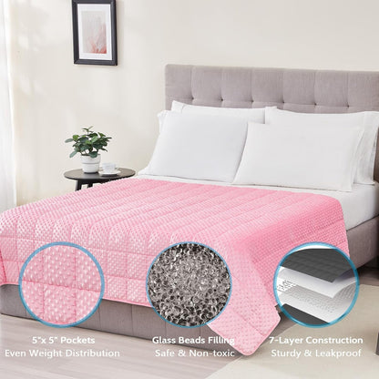 L'AGRATY Weighted Blanket for Adult - 60"x80" 20lbs Minky Dots Heavy Blanket with Glass Beads: Soft Breathable for All-Season Summer Fall Winter Thick Comfort for Sleeping