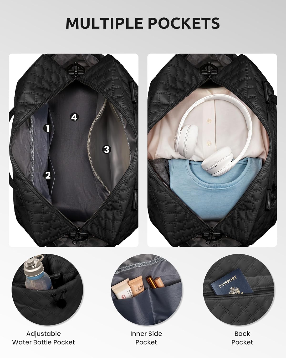 Women Gifts for Wife-Initial Duffle Bag with Shoe Compartment, Weekender Bag, Monogram Overnight Bag, Letter Travel Bag with Makeup Bag，Personalized Gift Idea for Women Her (Letter G)