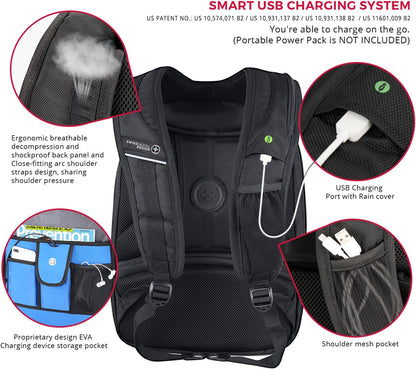 Swissdigital Design TSA Business Laptop Backpack For Men,Travel Backpack With USB Charging Port,College Tech Backpacks With RFID Pockets Presents For Men Fits 15.6 Inch Computer | TERABYTE