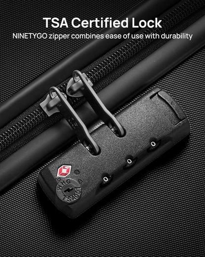 Carry On Suitcase, 20 Inch Carry-On Luggage with Double Spinner Wheels, Dry Wet Separate Design, PC Hard Case Suitcase, Lightweight Travel Luggage, TSA Approved (Black, Danube)