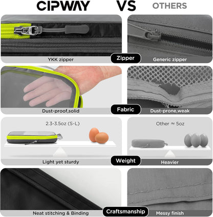 Cipway Mesh Compression Packing Cubes, Ultralight See Through Luggage Organizer Bags, Travel Essentials for Carry on Suitcase （3Pcs,Black）