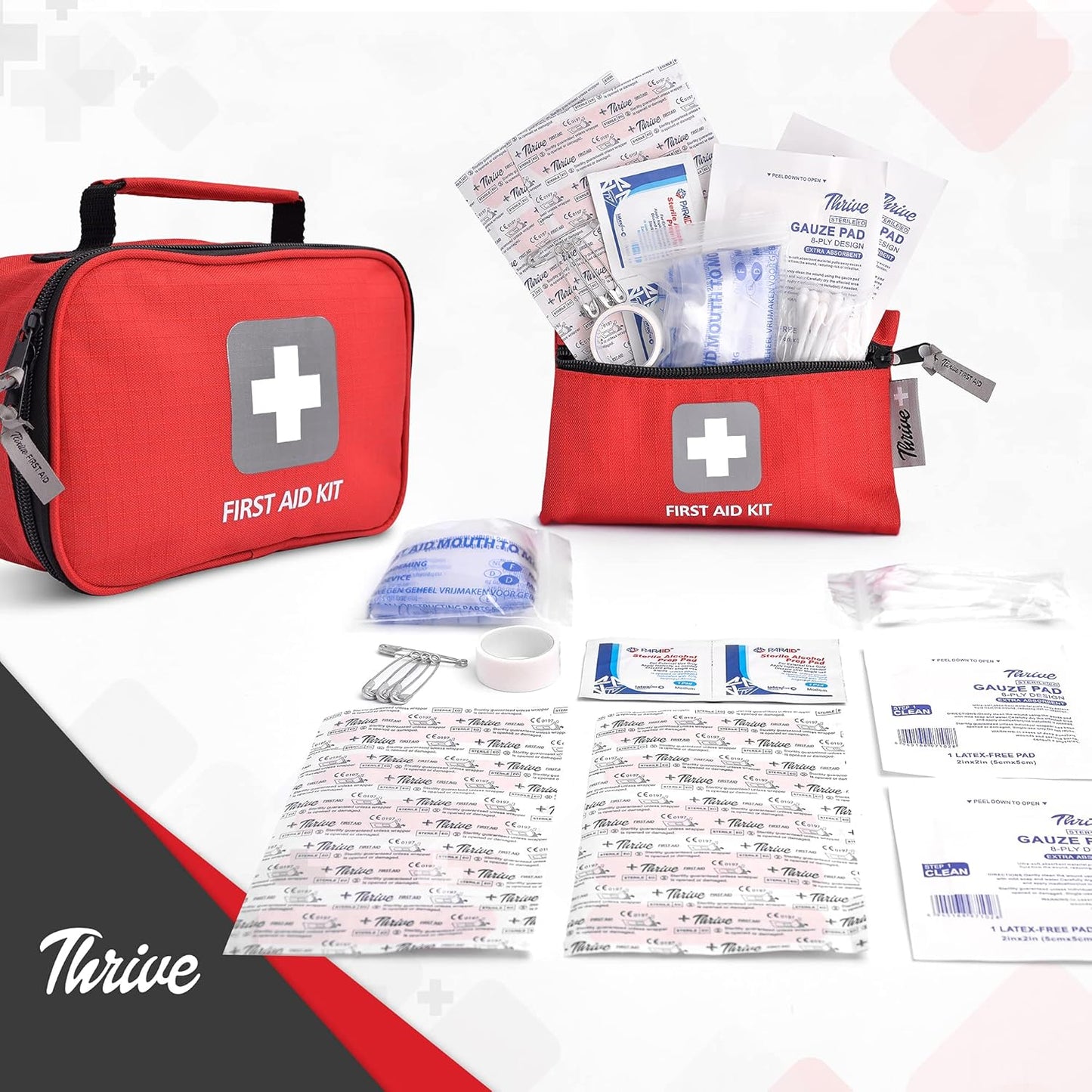 Thrive First Aid Kit (154 Pieces) - Family Safe First Aid Bag Packed w/Hospital Grade Medical Supplies – Emergency kit