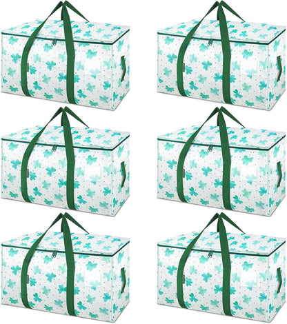 BALEINE 6-Pack Oversized Moving Bags with Reinforced Handles, Heavy-Duty Storage Tote for Clothes, Moving Supplies (Clover, 6-Pack)