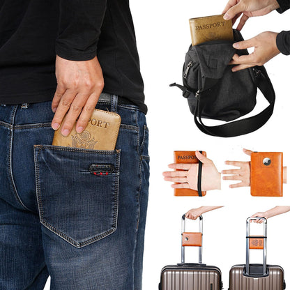 Airtag Passport Holder Cover Wallet Travel Essentials RFID Blocking Leather Card Case International Must Haves Travel Accessories for Women Men(119#Grey)