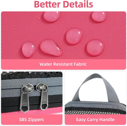 BAGAIL 4 Set/6 Set/8 Set Compression Packing Cubes Travel Accessories Expandable Packing Organizers (Half Mesh, 6-Coral)