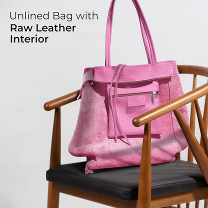 Italian Calf Leather Tote for Women with Zipper, Inner Pocket & Flat Base | Soft Unlined Shopper for Work & Travel