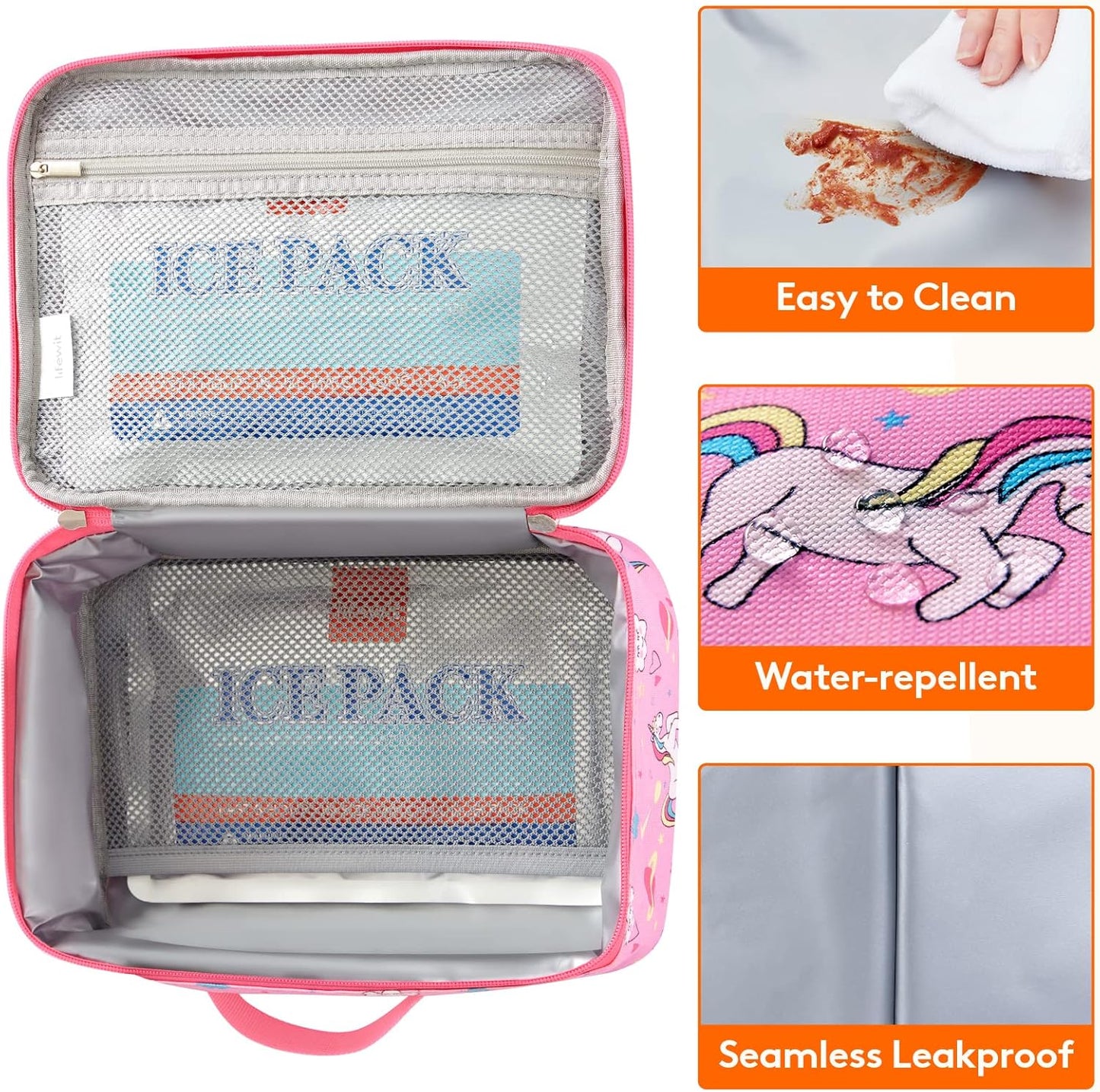 Lifewit Freezable Lunch Box, Insulated Reusable Lunch Bag with 2 Ice Packs, Mini Cooler Snack Bag for Bento Box for Salad, Sandwich, Snacks fo Men Women for Work, Pink 5L