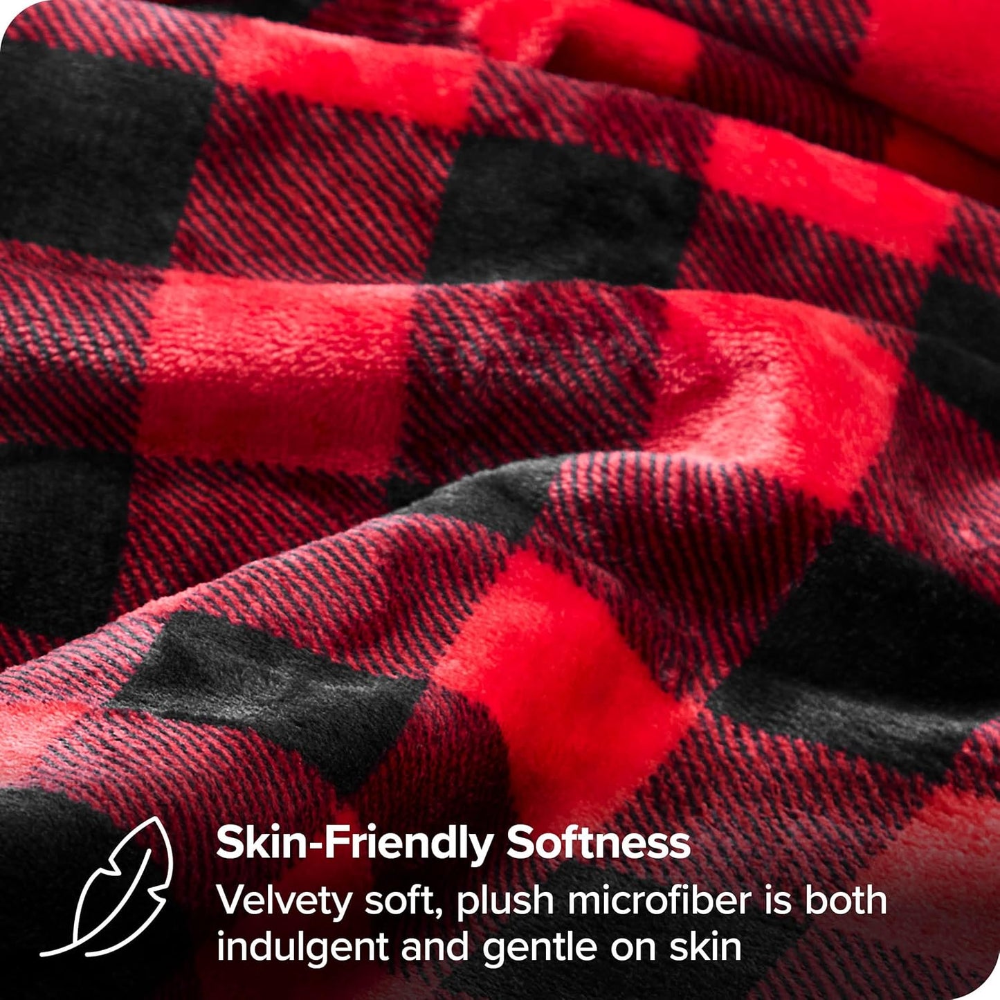 Bare Home Fleece Blanket - Full/Queen - Ultra-Soft Lightweight for Bed, Sofa, and Couch - Luxury Microplush - Cozy Warm Blanket (Full/Queen, Buffalo Plaid - Red/Black)