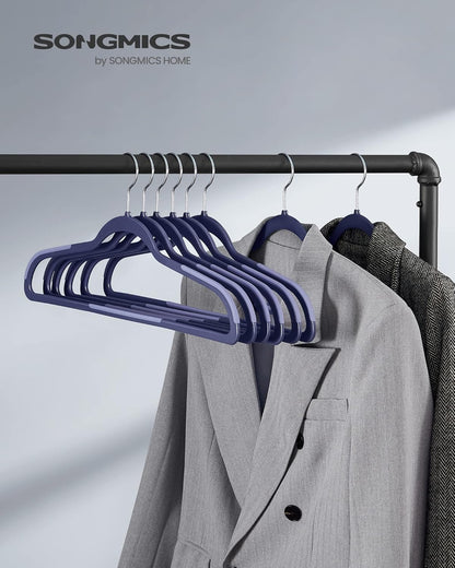 SONGMICS Clothes Hangers, Pack of 50 Plastic Coat Hangers, Space-Saving, Dark Blue Ash and Light Blue Ash UCRP050C05