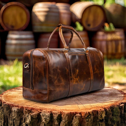 ELIZO Personalized Leather Duffle Bag For Men Women REAL FULL GRAIN Custom Travel Overnight Weekender Carry On Luggage Sports Gym Bags (Antique 20 Inch) Legacy