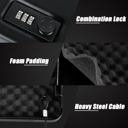 Dalmbox Gun Safe for Pistols Small Handgun Lock Box with Combination Lock Portable Travel Pistol Safe for Car, Home, Travel