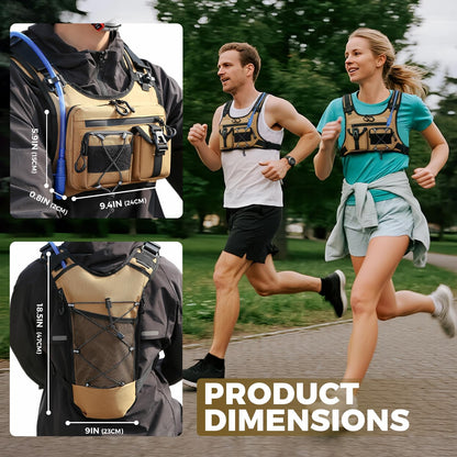USA Original Patent Running Hydration Vest Backpack, Lightweight Chest Pack with 2.0L Water Bladder Bag Daypack for Hiking Running Cycling Race Marathon for Women Men