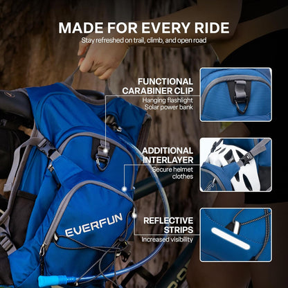 Everfun Hydration Backpack 18L with Water Bladder 2L/3L Hiking Water Backpack Women Men Hydration Pack Insulated Lightweight Day Hydropack with Storage for Hiking, Biking, Running, Festival