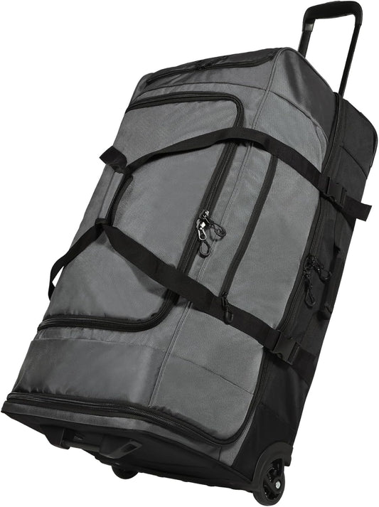 REDCAMP Large Rolling Duffle Bag with Wheels and Handle, 30-Inch Durable Heavy Duty Wheeled Travel Duffel Luggage, 2 Layers of Space