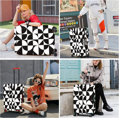 ANNA QUEEN Geometric Minimalist Luggage Cover, Suitcase Protector with Modern Abstract Pattern, Stretchable, Washable Travel Cover for 28-30 Inch Luggage