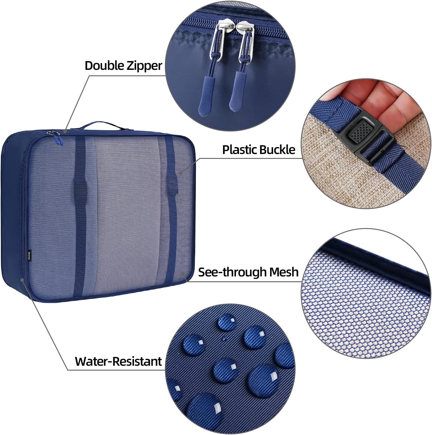BAGAIL 6 Set/8 Set/10 Set Packing Cubes Various Sizes Packing Organizer for Travel Accessories Luggage Carry On Suitcase