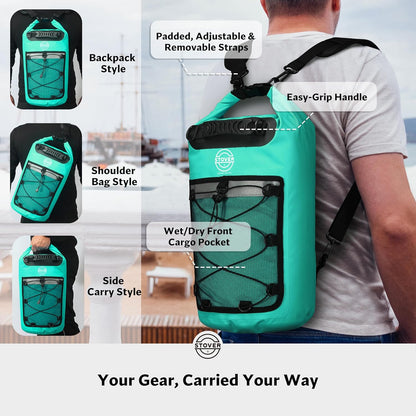 STOVER 5/10/25/30/40/55L Waterproof Backpack- Floating Dry Bag for Kayaking, Travel, Beach, Hiking, & Camping, Men/Women