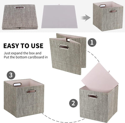 Posprica Storage Bins,11×11 Foldable Storage Cubes Boxes Container Closet Organizer Shelf Cabinet Bookcase,Thick Fabric Drawer Container - 4pcs,Coffee