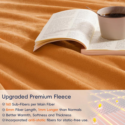 PHF Ultra Soft Fleece Blanket Twin Size, No Shed No Pilling Luxury Plush Cozy 300GSM Lightweight Blanket for Bed, Couch, Chair, Sofa Suitable for All Season, 66" x 90", Pumpkin Orange