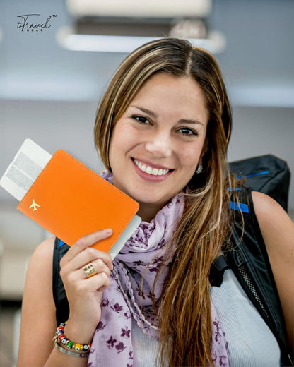 Passport Holder for Travel Essentials,RFID Blocking Passport Cover Case for Travel Accessories,Travel Wallet for Women Men (Orange)