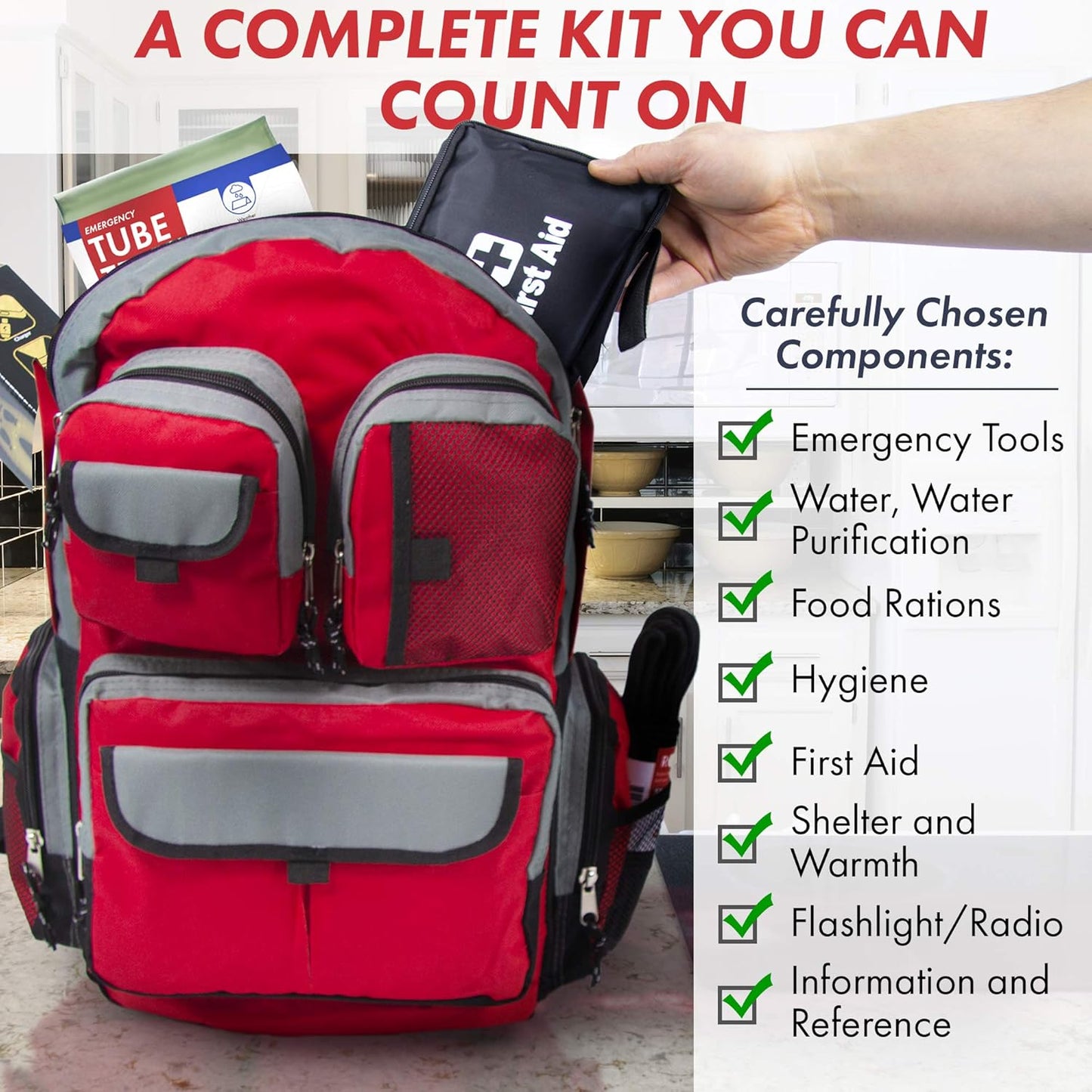 Urban Survival Bug-Out Bag/Go Bag and Disaster Survival Supplies for up to 6 People | Survival Kit for Wildfires, Hurricane, Civil Unrest & More