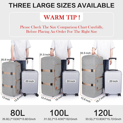 80L Duffle Bag for Travel, Large Foldable Waterproof Travel Duffel Bags Weekender Overnight Bag for Men and Women with Shoe Compartment (Stripe)