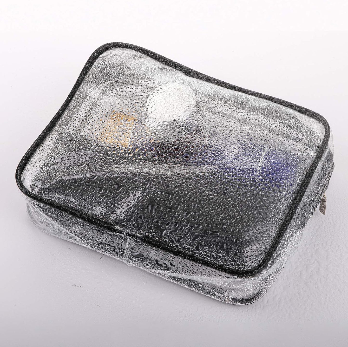 Hedume Set of 9 Clear Makeup Bags, TSA Approved Clear Toiletry Bag Set, Waterproof PVC with Zipper Handle Portable Travel Luggage Pouch
