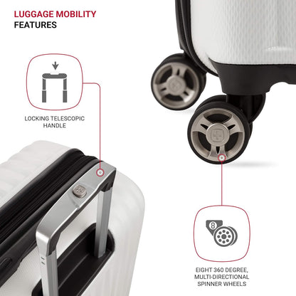 SwissGear 7272 Energie Expandable Hardside Luggage with Spinner Wheels and TSA Lock, White, 2-Piece Set (19/27)