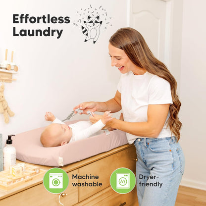 2-Pack Baby Changing Pad Covers for Girl, Boy, Neutral - Soft Viscose Derived from Bamboo Changing Table Pad Cover Sheets, Baby Nursery Diaper Changing Pad Cover, Contour Changing Pad Liner (Cameo)