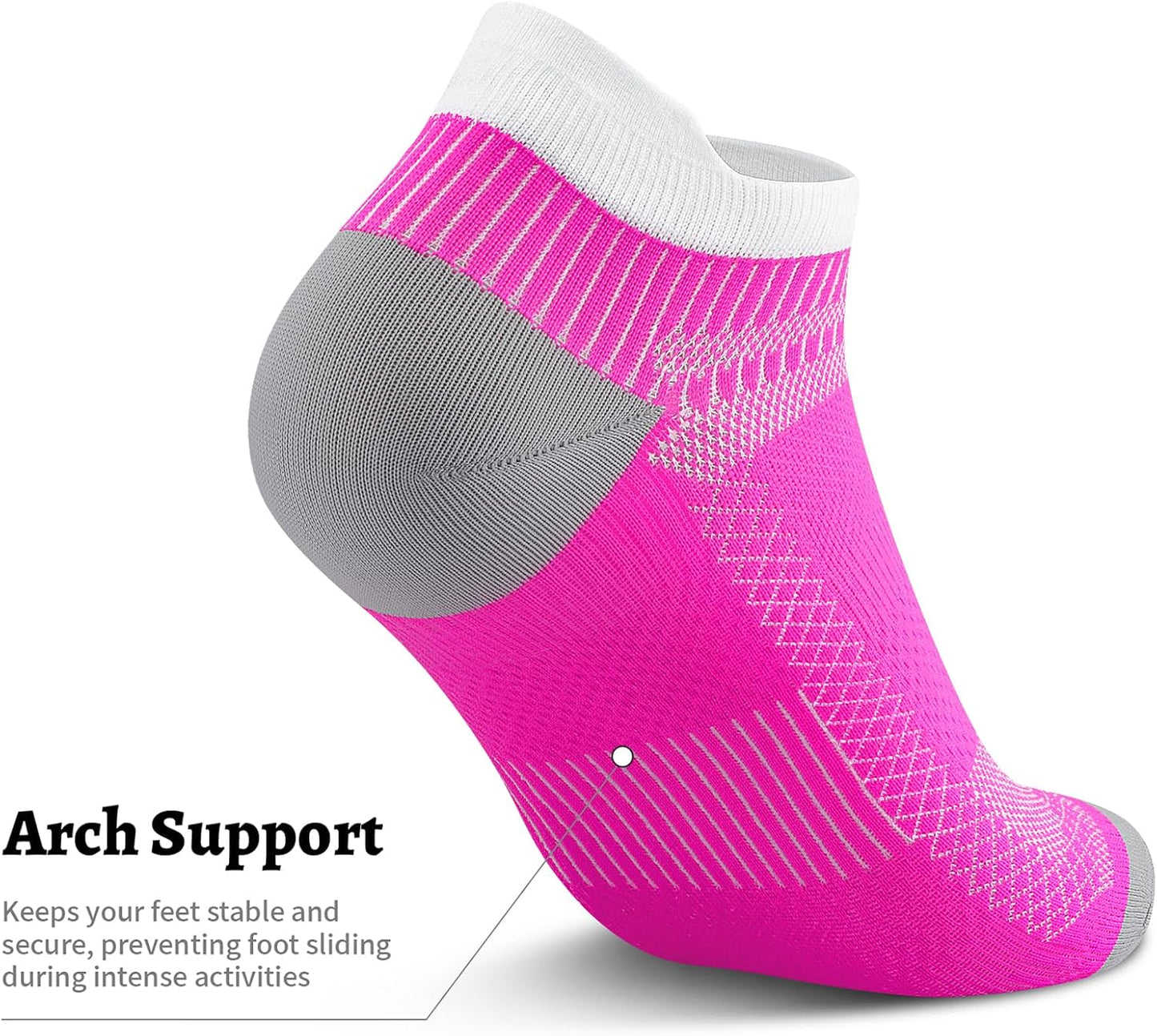 PAPLUS Ankle Compression Sock for Men and Women 2/4/6 Pairs, Low Cut Compression Running Sock with Ankle Support