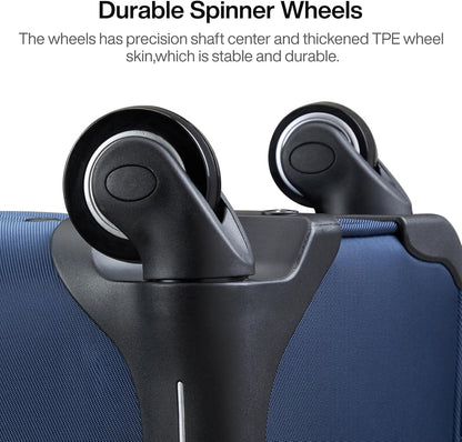 Hanke Luggage Sets 2 Piece Softside Expandable Luggage With Spinner Wheels TSA Lock,Travel Luggage Rolling Suitcase Checked Luggage Blue(20/28)