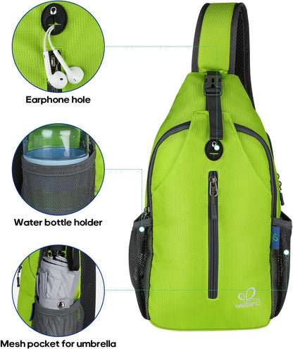 WATERFLY Crossbody Sling Backpack Sling Bag Travel Hiking Chest Bag Daypack