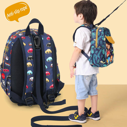 willikiva Cute Zoo Little 2d Backpack Kid Backpacks for Girls and Boys Toddler Backpack Waterproof Preschool Safety Harness Leash(DeepBlue Bus)