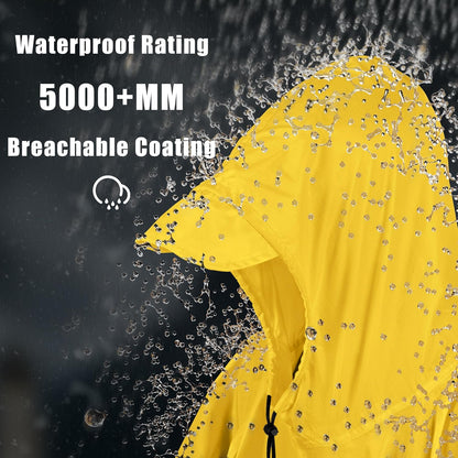 Coralrain Hooded Rain Poncho Lightweight Waterproof Unisex Raincoat Jacket with Pocket for Men Women Adult