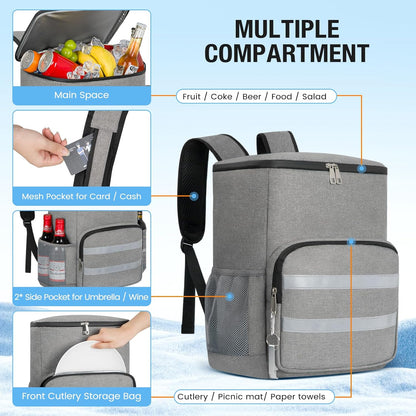 Backpack Cooler - 54 Cans Large Capacity Insulated Leak Proof Backpack for Men & Women, Cooler Bag Picnic Camping Beach Hiking Travel Lunch Backpack