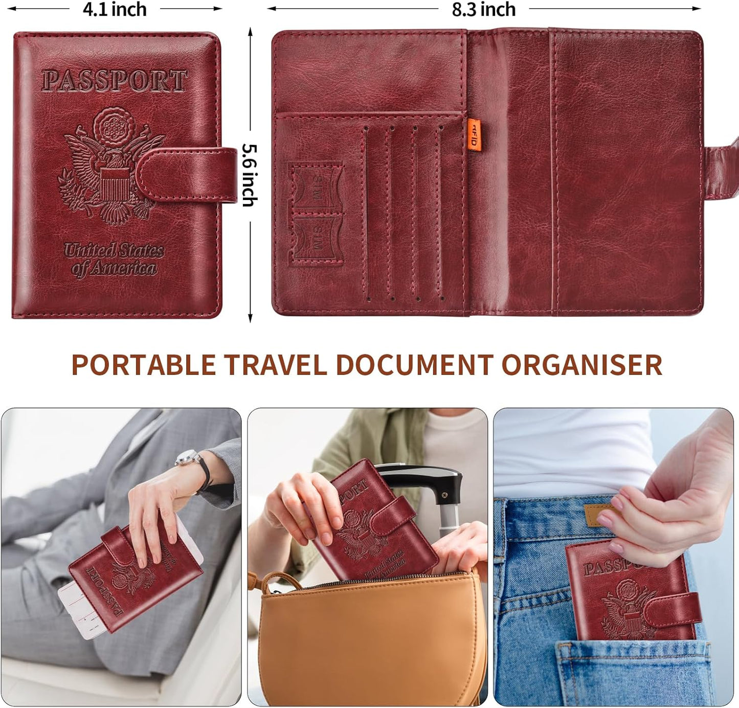 Herain Passport Holder for Travel Cruise Essentials, 2 Pcs Passport Cover Wallet Case Women Men Family, RFID Passports Book Card Holders Travel Accessorie Gifts Must Haves