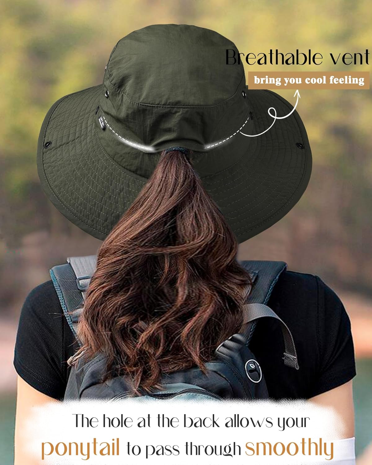 FURTALK Sun Hats for Women Ponytail UPF 50+ Beach Summer Hat Wide Brim Packable Cowboy Hat