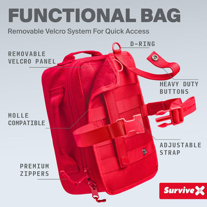 Large First Aid Kit for Car, Travel & Home - Emergency Kit for Hiking, Camping, Backpacking and Outdoors - Includes Zip Stitch Wound Closure Strips