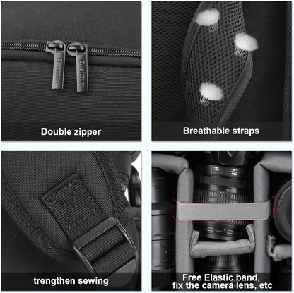 Cwatcun Camera Backpack Bag Professional for SLR DSLR Mirrorless Camera Waterproof Camera Case Compatible with Sony Canon Nikon Camera and Lens Tripod Accessories (Ⅱ Small Black)